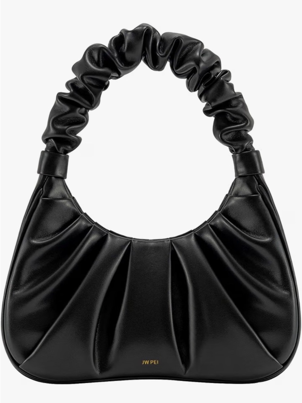 JW PEI Black Ruched Handle Shoulder Bag